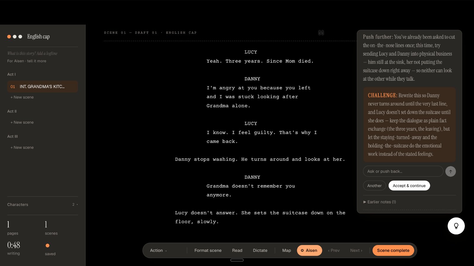 Aisen’s panel with a second reading of the same first draft, building on its earlier note.